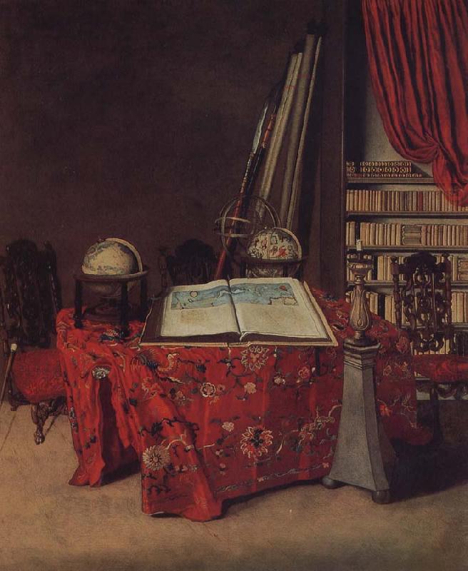 Jan van der Heyden Globe still life of books and other oil painting picture